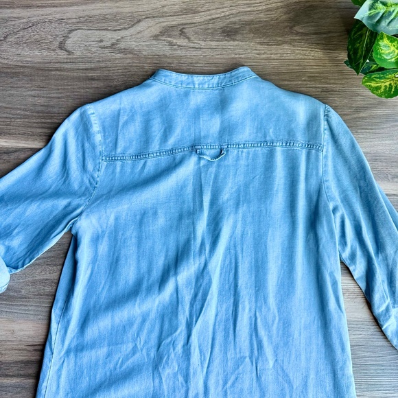 NWT Zara Chambray Button-Down Drop Waist Shirt Dress withRuffle Hem Size XS - Picture 9 of 11